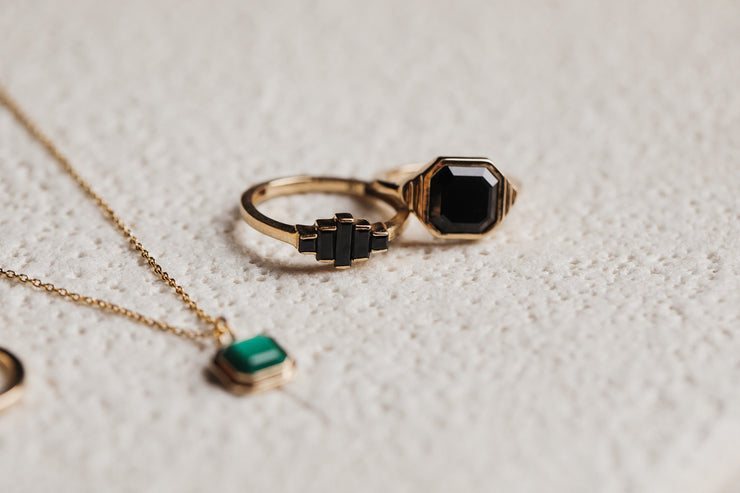 Aztec Black Spinel Ring | True Curated Designs Jewelry