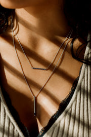 Bar Necklace - Blue Sapphire & 14k White Gold