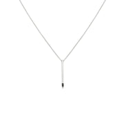 Bar Necklace - Black Spinel & 14k White Gold