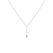 Bar Necklace - Blue Sapphire & 14k White Gold