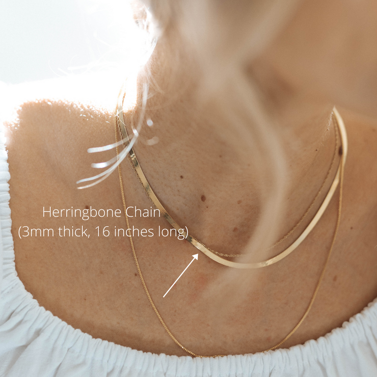 24 karat gold herringbone necklace deals