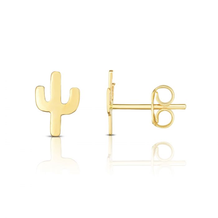Cactus Stud Earrings - 14k Gold