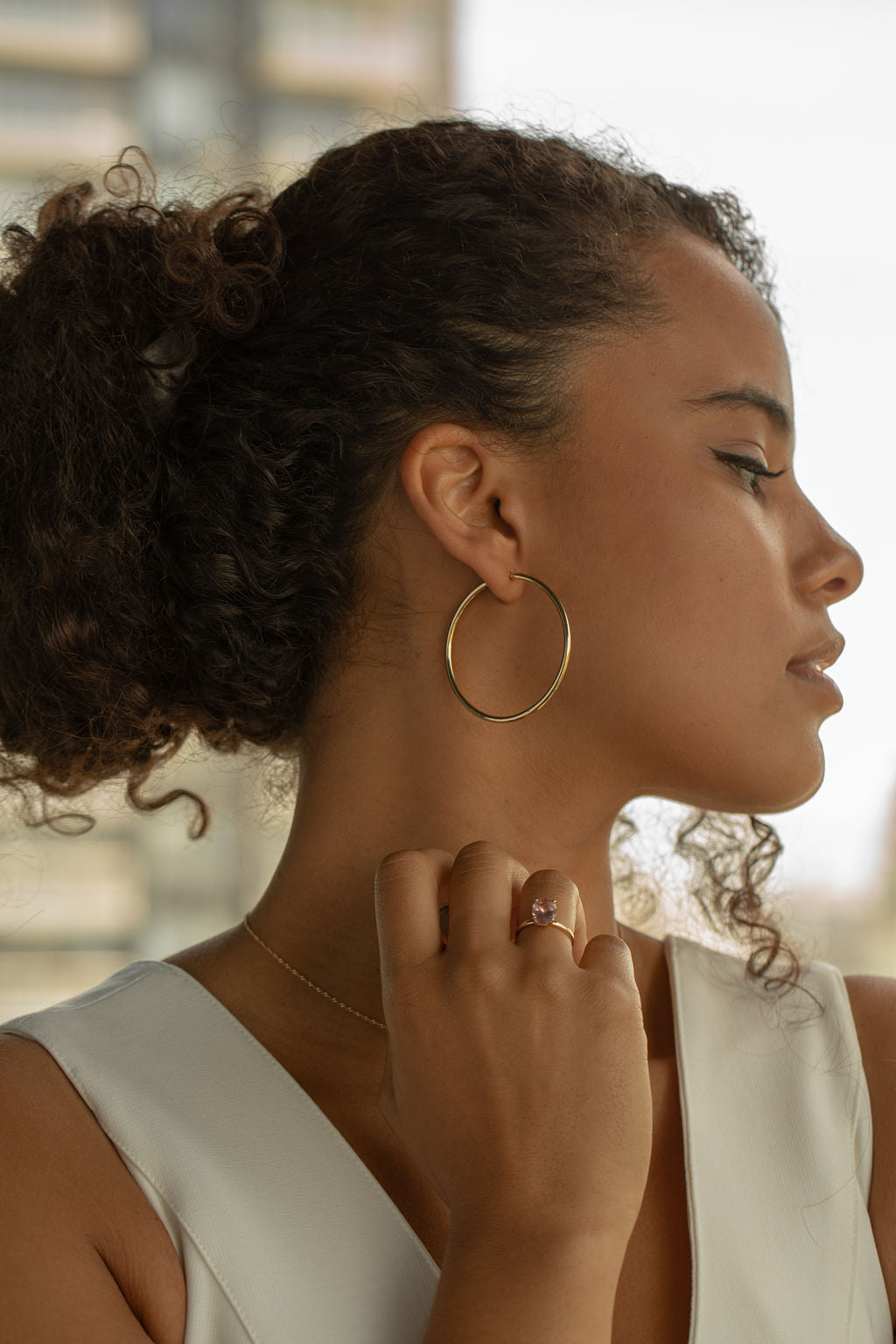 Endless Summer 10k Gold Hoop Earrings 50mm True Curated Designs