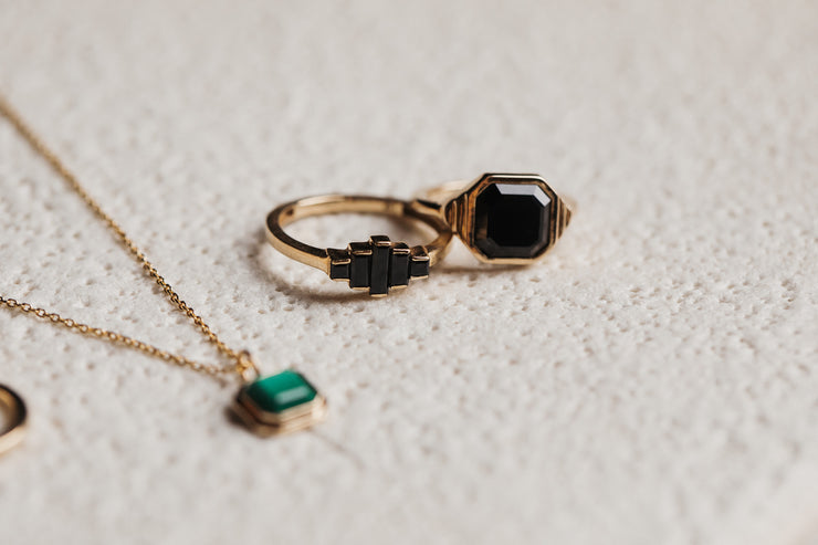 Aztec Ring - Black Spinel