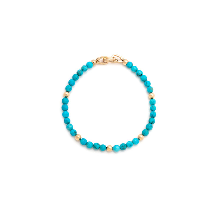 Turquoise Bracelet, 10K Yellow Gold