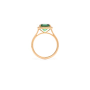 Green Tourmaline - Diamond Halo Right Hand Ring