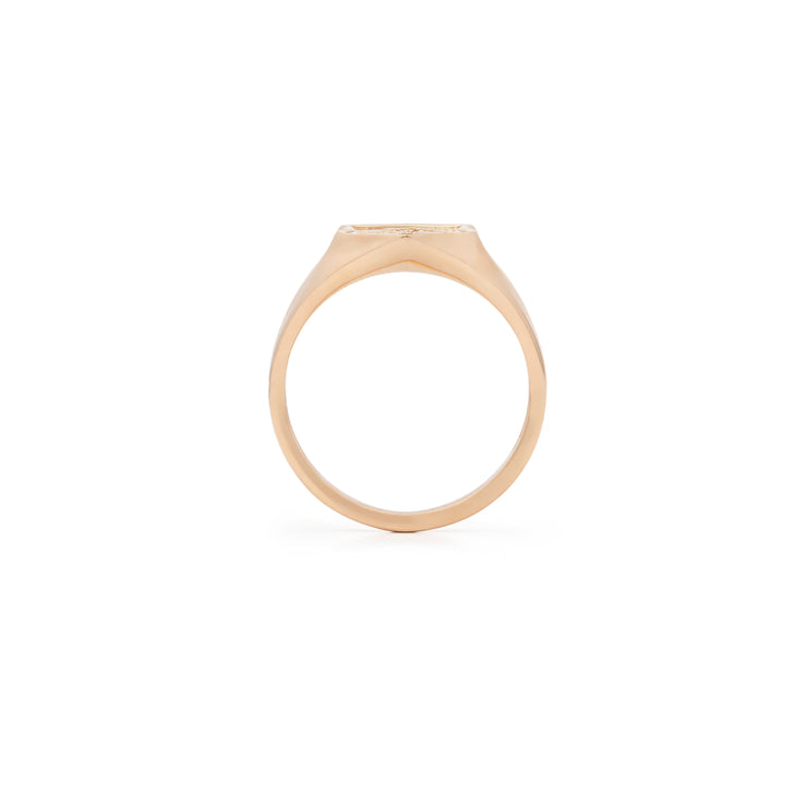Yellow Gold Crest Signet Ring